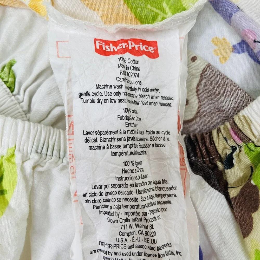 Fisher Price Precious Planet Crib/Toddler Bed Fitted Sheet Jungle Animals